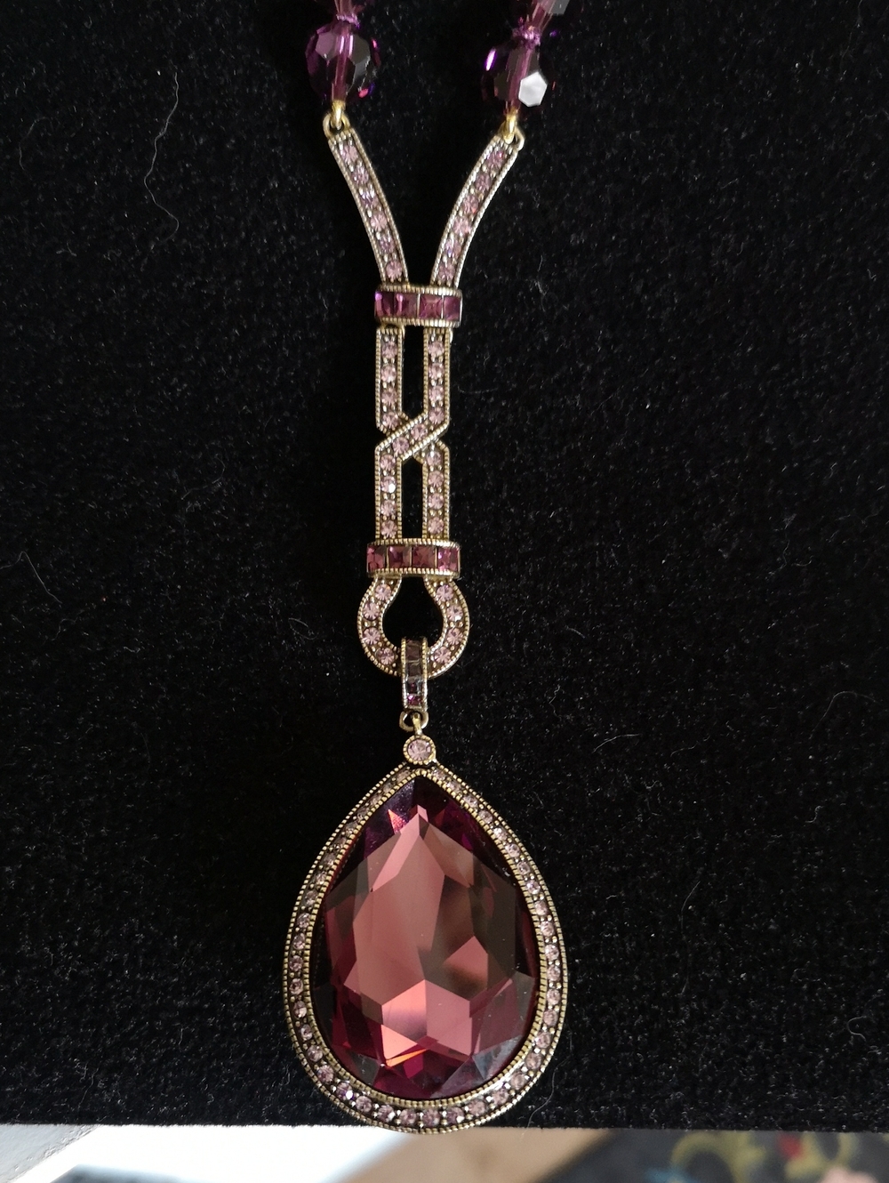 Stunning Heidi Daus NEW My Heirloom Amethyst  Faceted Crystal Necklace Statement